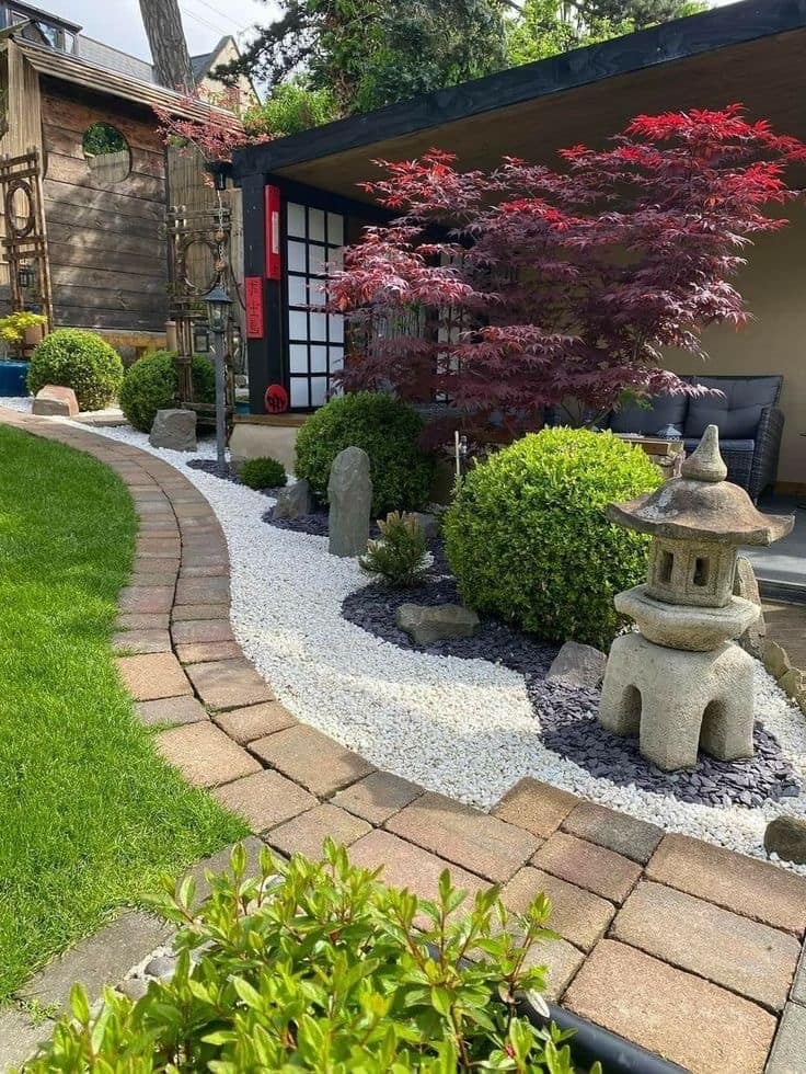 vườn nhật cùng nghệ thuật đặt đá bước dạo
